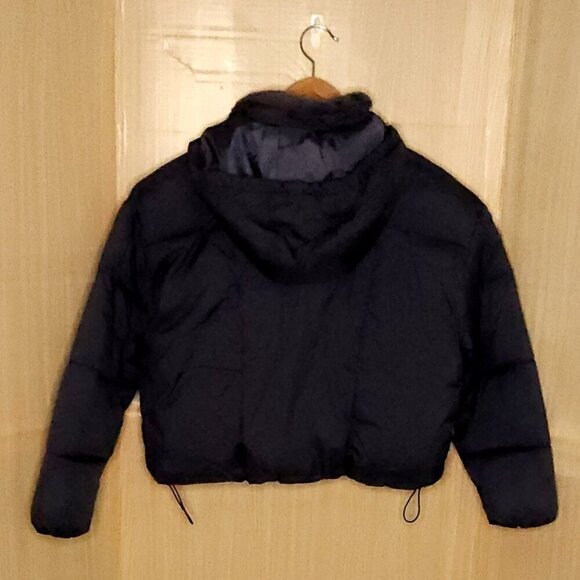Arizona Juniors New Slate Blue Heavyweight Cropped Puffer Coat Small - Picture 2 of 9